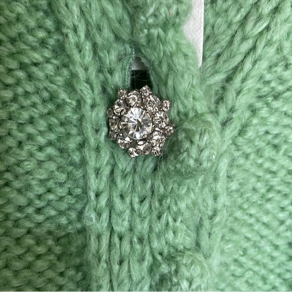 Zara Wool Alpaca Green Cardigan w jewel Buttons s S /M - Picture 6 of 7